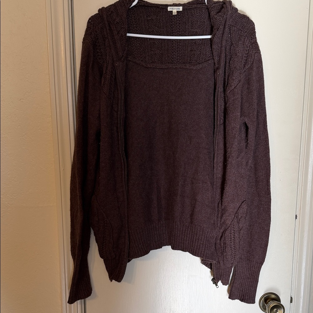 Maurices brown zip hoodie Cardigan Sweater